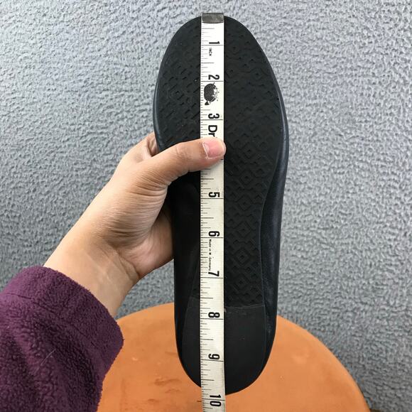 Tory Burch Reva Black Leather Ballet Flats Silver size 7.5 - Picture 7 of 8